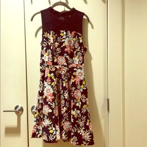 Anthropologie Navy Lace and Floral Dress